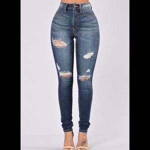 Ripped Down Jeans - Dark Denim